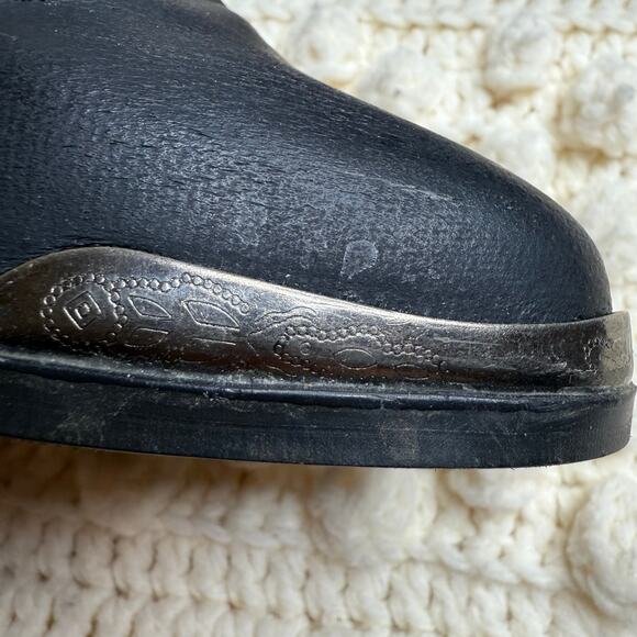 VINTAGE NEDWEST Women's Size 8 Slouchy Leather Heeled Cowgirl Boots Black Flames - Picture 7 of 14